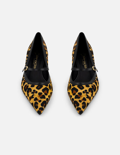 Mercedes animal print pelo de mujer con combinación materiales