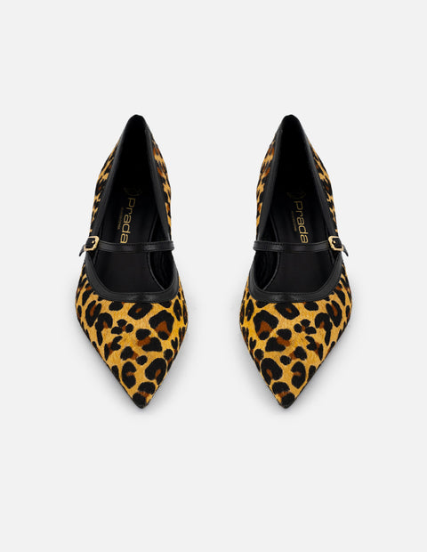 Mercedes animal print pelo de mujer con combinación materiales