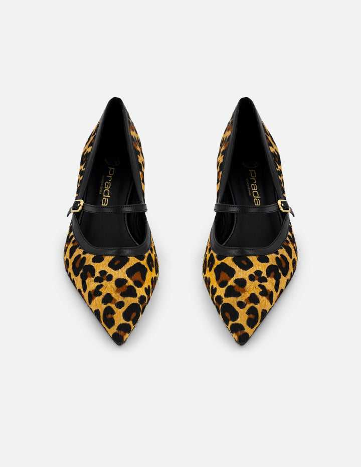 Mercedes animal print pelo de mujer con combinación materiales