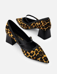 Mercedes animal print pelo de mujer con combinación materiales