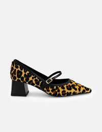 Mercedes animal print pelo de mujer con combinación materiales