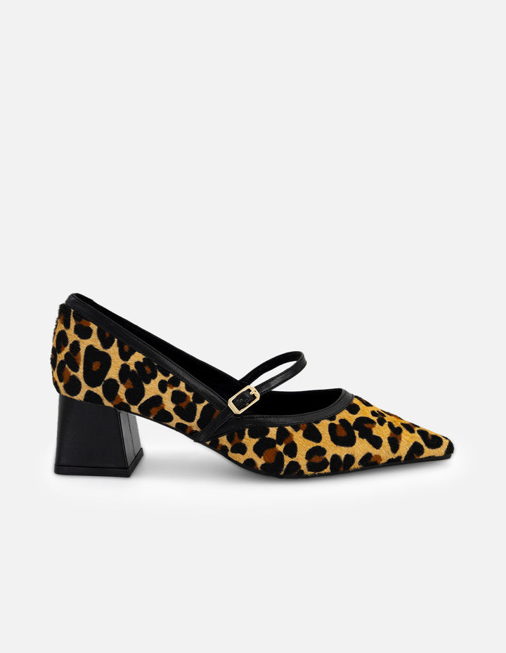 Mercedes animal print pelo de mujer con combinación materiales