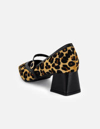 Mercedes animal print pelo de mujer con combinación materiales