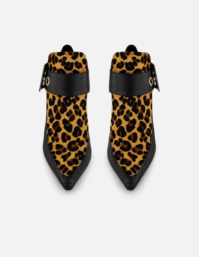 Botines animal print pelo de mujer pulsera ajustable