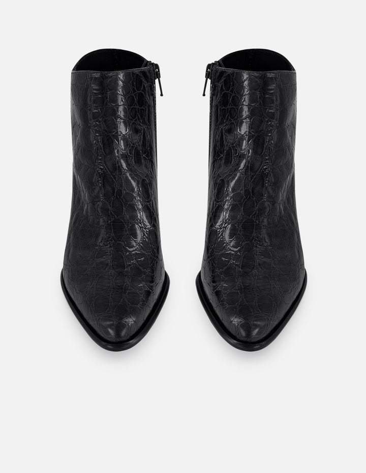 Botines negros piel grabado coco para mujer