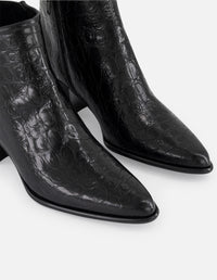 Botines negros piel grabado coco para mujer