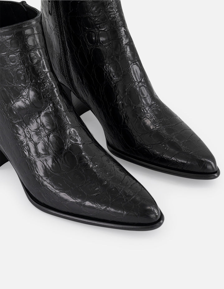 Botines negros piel grabado coco para mujer