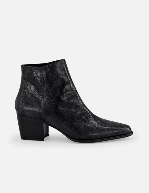 Botines negros piel grabado coco para mujer