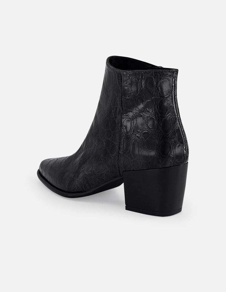 Botines negros piel grabado coco para mujer