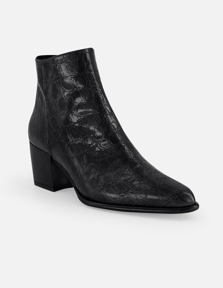 Botines negros piel grabado coco para mujer