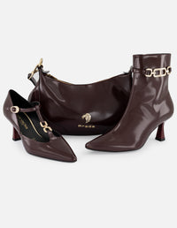 Zapatilla vino piel vegano para mujer con tira en T