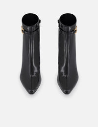 Botines negro piel vegana para mujer con cinta al tono