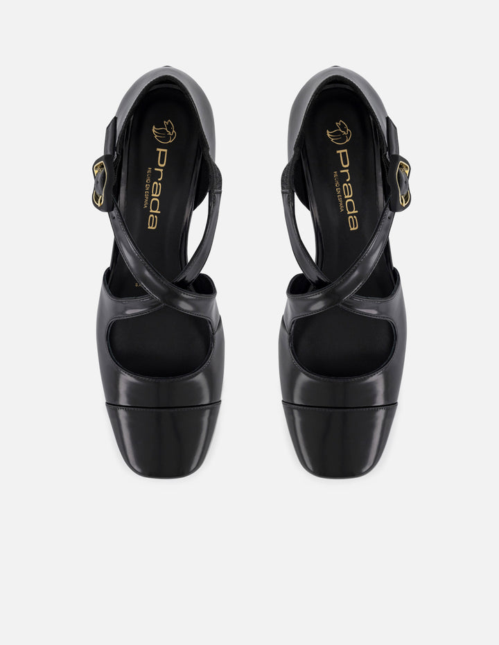 Flats negro piel vegano para mujer con tira cruzada