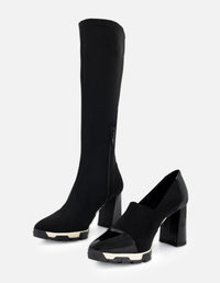 Zapatilla negra en lycra para mujer con suela bicolor