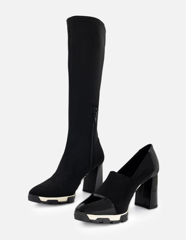 Zapatilla negra en lycra para mujer con suela bicolor