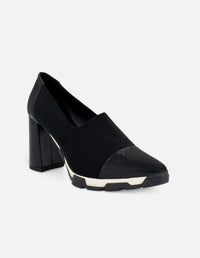 Zapatilla negra en lycra para mujer con suela bicolor