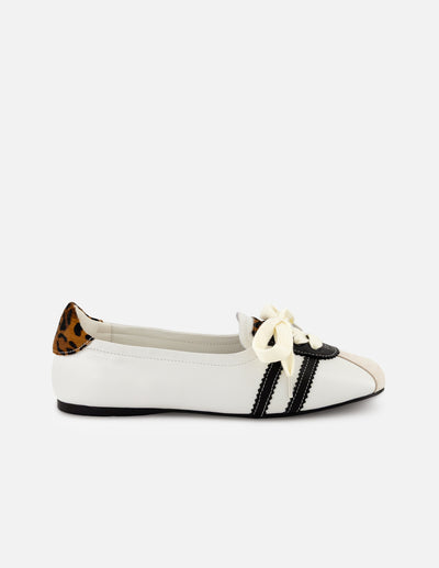 Balerina animal print en talón para mujer en piel con contraste