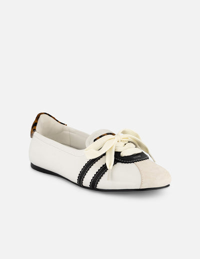 Balerina animal print en talón para mujer en piel con contraste