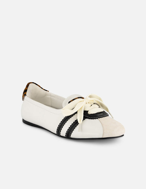 Balerina animal print en talón para mujer en piel con contraste