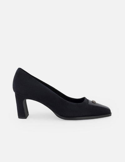 Zapatilla azul ante para mujer con detalle herraje