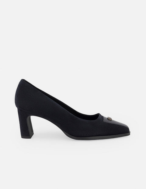 Zapatilla azul ante para mujer con detalle herraje