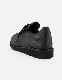 Zapato Oxford gris de piel para hombre con combinación de materiales