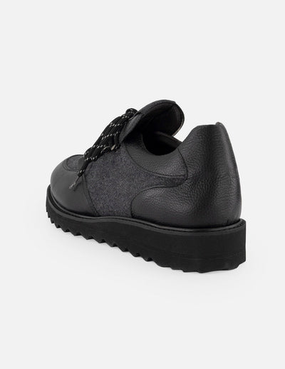 Zapato Oxford gris de piel para hombre con combinación de materiales