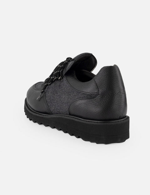 Zapato Oxford gris de piel para hombre con combinación de materiales