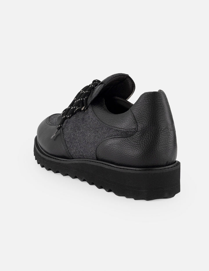 Zapato Oxford gris de piel para hombre con combinación de materiales