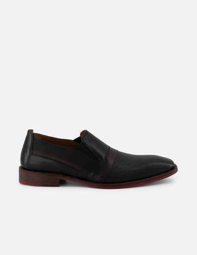 Mocasines negros piel para hombre con grabado geométrico