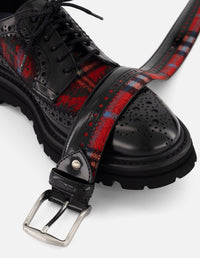 Zapato Blucher negro de piel y textil para hombre