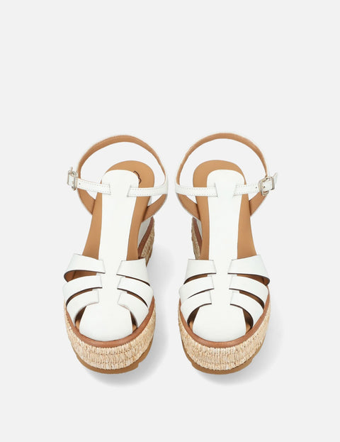 Sandalia cangrejera en piel napa color blanco