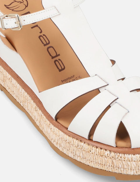 Sandalia cangrejera en piel napa color blanco