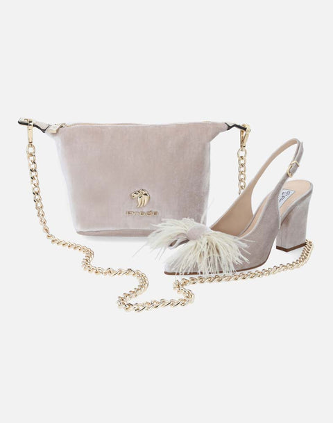 Mini bolso en terciopelo color blanco para mujer