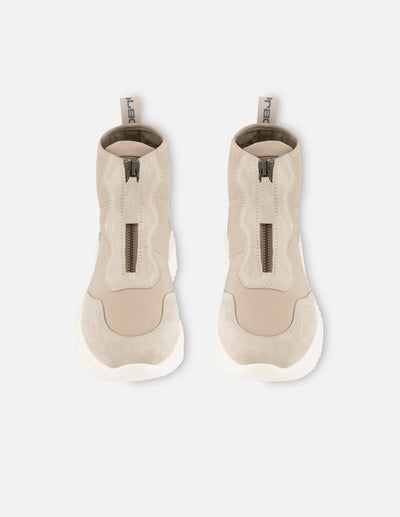 Botín deportivo color hueso para mujer en textil ante