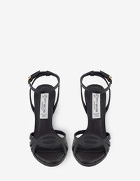 Sandalia de tacón alto en piel napa color negro para mujer