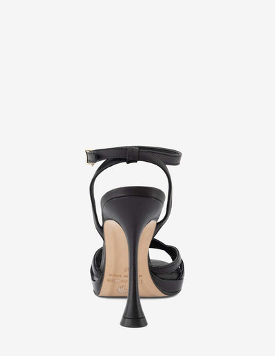 Sandalia de tacón alto en piel napa color negro para mujer