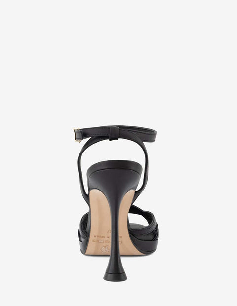 Sandalia de tacón alto en piel napa color negro para mujer