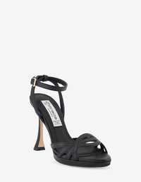 Sandalia de tacón alto en piel napa color negro para mujer