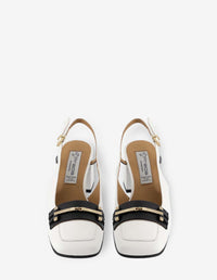 Destalonado de tacón medio en piel color blanco para mujer