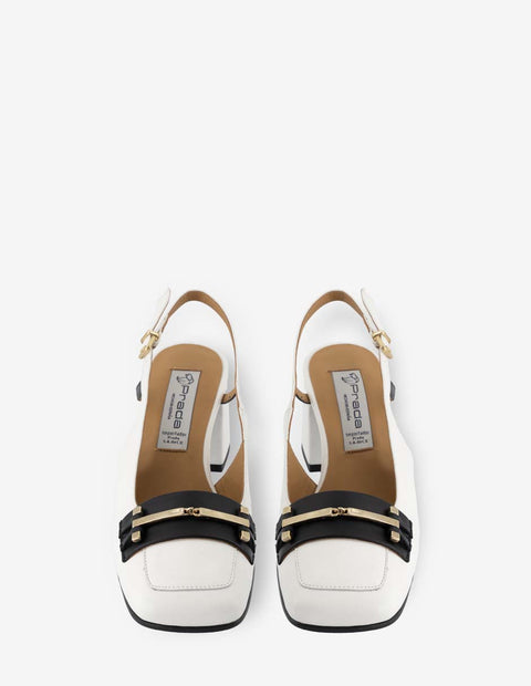 Destalonado de tacón medio en piel color blanco para mujer