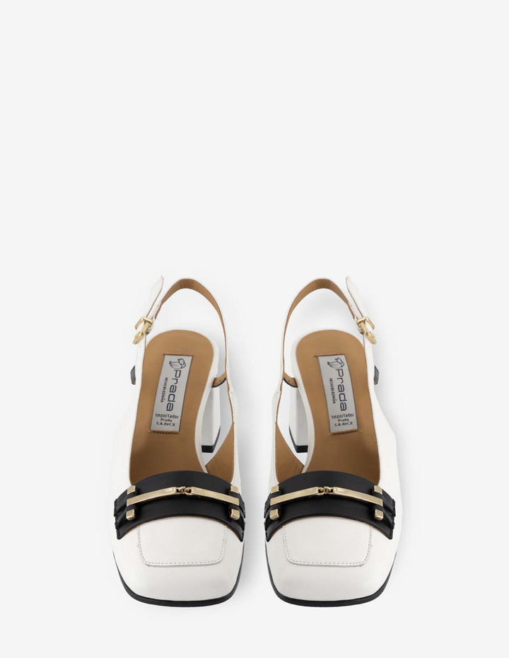 Destalonado de tacón medio en piel color blanco para mujer