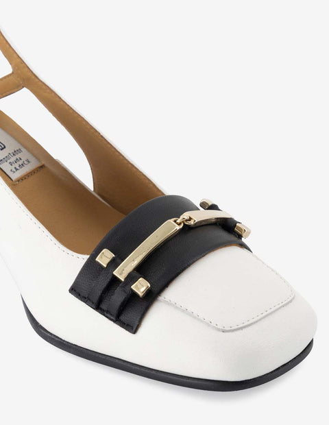 Destalonado de tacón medio en piel color blanco para mujer