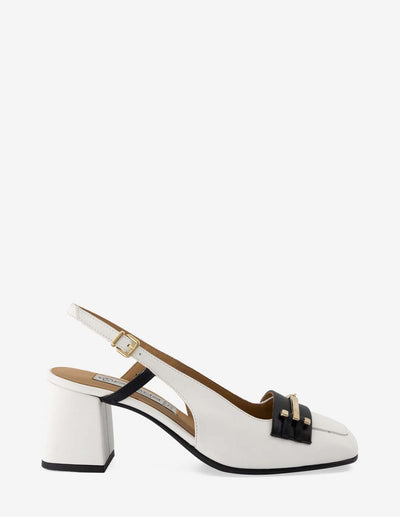 Destalonado de tacón medio en piel color blanco para mujer