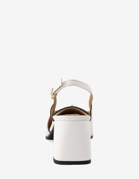 Destalonado de tacón medio en piel color blanco para mujer