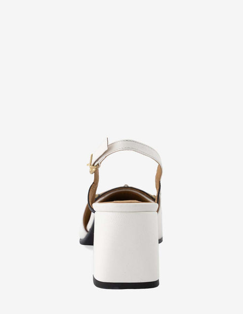 Destalonado de tacón medio en piel color blanco para mujer