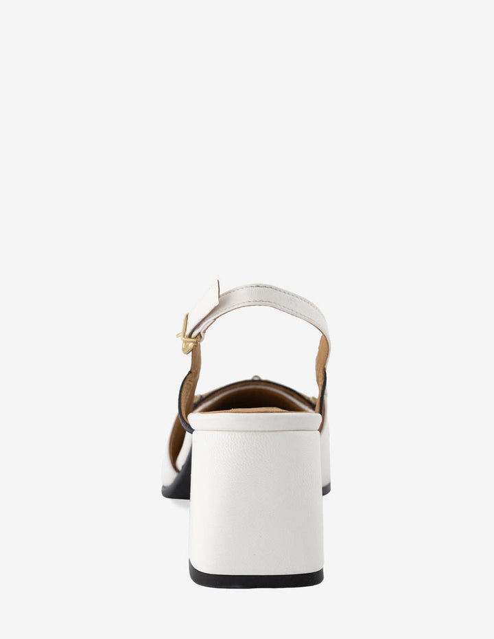 Destalonado de tacón medio en piel color blanco para mujer