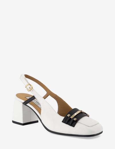 Destalonado de tacón medio en piel color blanco para mujer