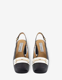 Destalonado de tacón medio en piel color negro para mujer