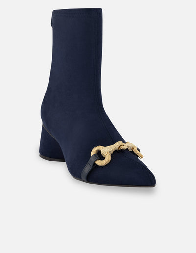 Botín textil ante color azul para mujer